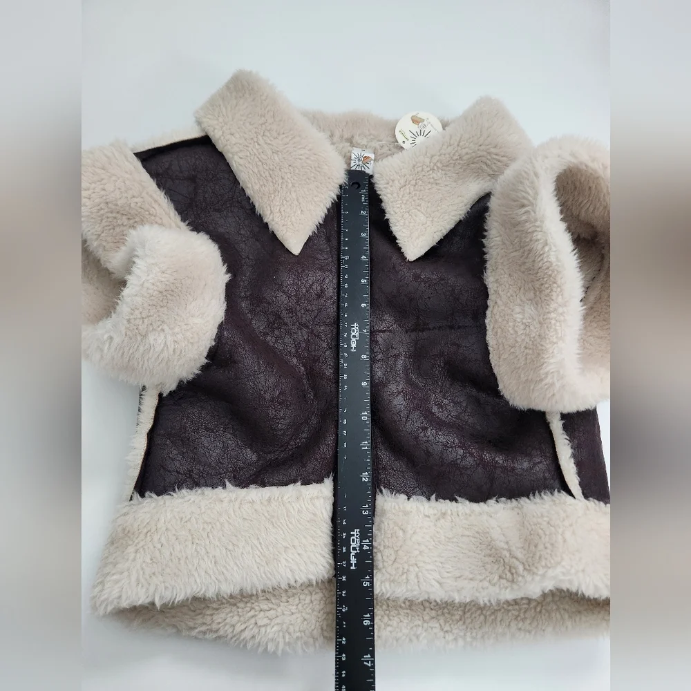 OFFLEASH By Aerie‎ Leather Winter Sherpa Dog Vest Coat Size Large NWT